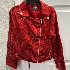 NWT Girls Res sequin Moto jacket Size Small 6